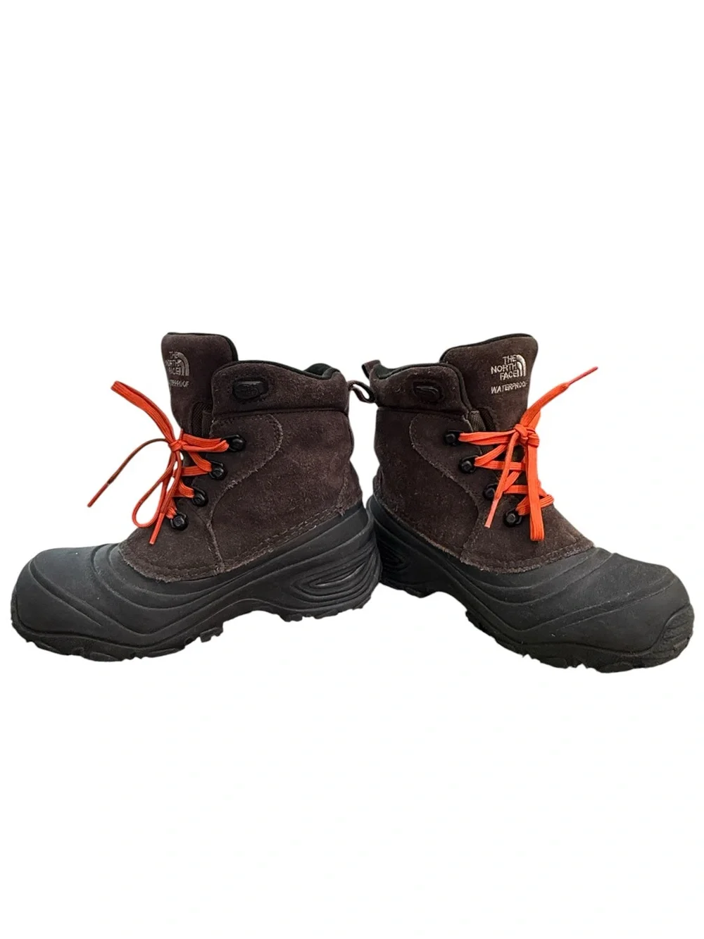The North Face Waterproof Hiking Snow Boots Rubber Boys Size 4 Heat Seeker Brown